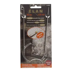 S/S CIR KP 80CMX3.25 - Knitting Pins: Circular: Fixed: Stainless Steel: Elan: 80cm x 3.25mm - Pony