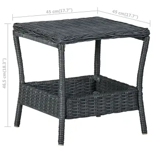 Berkfield Garden Table Dark Grey 45x45x46.5 cm Poly Rattan