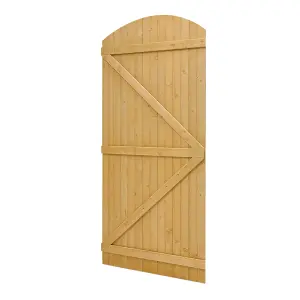 Garden Gate Pine Wooden Semi Side Opening Gate, Semi Braced Freestanding Wood Fence Partition for Home Yard H 150 cm