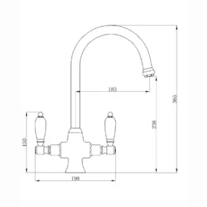 ENKI Dorchester Gold Dual Flow Polsihed Ceramic Mixer Tap for Kitchen Sink