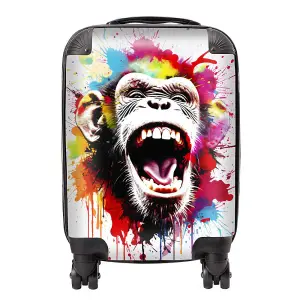 Coloured Splashart Crazy Monkey Face Suitcase - Small