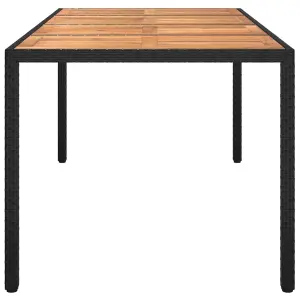 Berkfield Garden Table 190x90x75 cm Poly Rattan and Acacia Wood Black