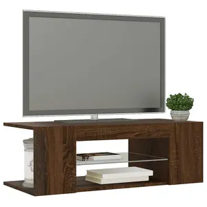 Berkfield TV Cabinet with LED Lights Brown Oak 90x39x30 cm