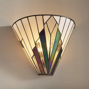 Luminosa Astoria 1 Light Indoor Wall Uplighter Tiffany Style Glass, E14