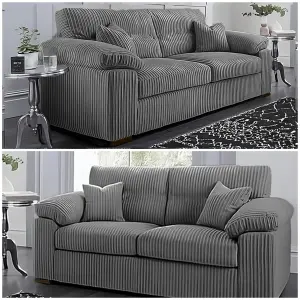 Capri Jumbo Cord Sofa, 3+2 Grey