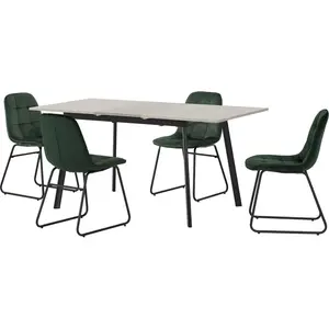 Ragnar Butterfly Leaf Dining Set Emerald Green/Black