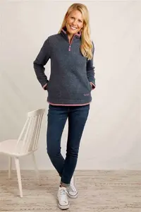 Women's Beye Eco 1/4 Zip Grid Fleece Navy - Size 12 - Weird Fish