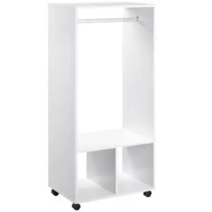 HOMCOM Open Wardrobe Clothes Rail Bedroom Clothes Storage Rod Shelves White