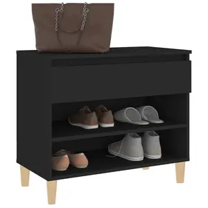 Berkfield Shoe Cabinet Black 70x36x60 cm Engineered Wood