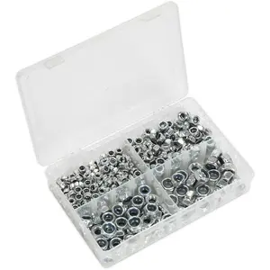 300 Pc Nylon Locknut Assortment - M6 to M12 - Partitioned Storage Box - DIN 985