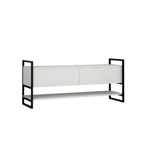 Decortie Metola Modern TV Unit Multimedia Centre White with Storage TV Cabinet 130cm