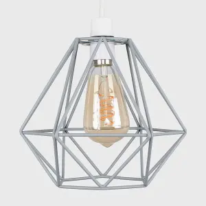 ValueLights Diablo Grey Ceiling Pendant Shade and E27 Pear LED 4W Warm White 2200K Bulb