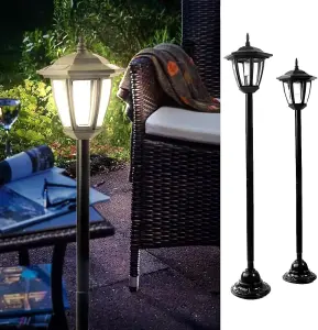 1m Solar Lantern Lamp Post Light Outdoor Traditional Garden Patio Pathway Stake