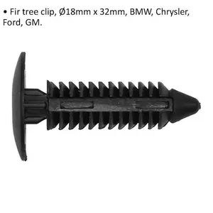 20 PACK Black Fir Tree Clip - 18mm 32mm - Suitable for BMW Chrysler Ford & GM