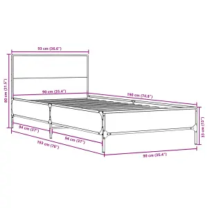 Berkfield Bed Frame without Mattress Brown Oak 90x190 cm Single