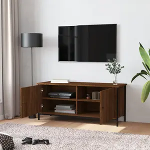 Berkfield TV Cabinet with Doors Brown Oak 102x35x45 cm Engineered Wood