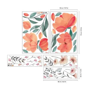 Walplus Boho Peach Flowers Wall Stickers Mural Decal Room Décor