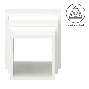 GoodHome Rigga White Cube shelf (L)23cm x (D)9.8cm, Set of 3