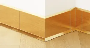 Set of 4 External Modular Steel Corners for Steel Skirting Boards - Gold Brushed