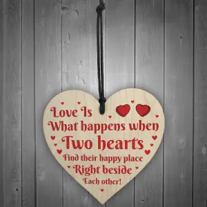 ANNIVERSARY GIFT For Boyfriend Girlfriend Husband Wife Wood Heart Keepsake