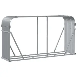 Log Holder Light Grey 180x45x100 cm Galvanised Steel