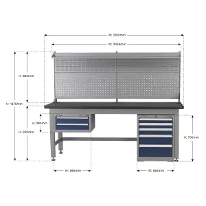 Sealey 2.1m Complete Industrial Workstation Cabinet Combo API2100COMB02