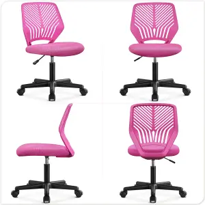 Yaheetech Adjustable Armless Office Desk Chair - Rose Red