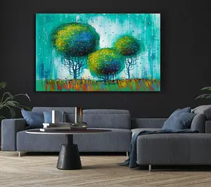 Three Round Trees Canvas Print Wall Art - Medium 20 x 32 Inches