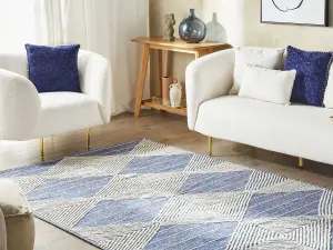 Wool Area Rug 160 x 230 cm Light Beige and Blue DATCA