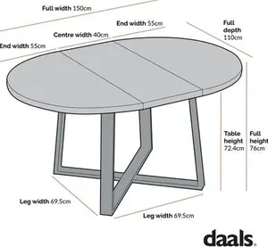 BERN Extending Round Dining Table With Metal Legs, Black Modern - Daals - Dining Tables