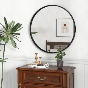 Costway 60 cm Bathroom Round Entryway Mirror Wall Mounted Mirror Home Decoration