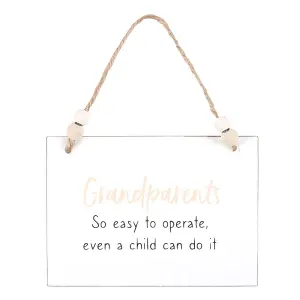 Something Different Grandparents Easy To Operate Hanging Sign White/Black/Brown (One Size)