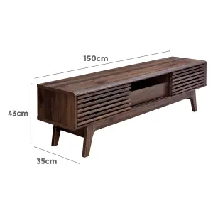 Copen Walnut 150cm TV Unit Cabinet, TV Stand  with 2 Storage Shelves and Sliding Doors for Living Room