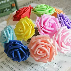 25pcs Artificial Flowers Foam Rose Fake Flower With Stem Wedding Party Bouquet