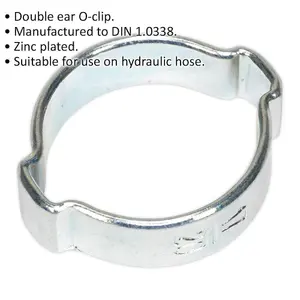 25 PACK Zinc Plated Double Ear O-Clip - 17mm to 20mm Diameter - Hose Pipe Fixing