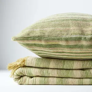 Homescapes Bed Sofa Throw Cotton Chenille Tie Dye Green, 220 x 240 cm