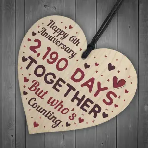 Red Ocean Handmade Wooden Heart Plaque Gift To Celebrate 6th Wedding Anniversary Husband Wife Keepsake