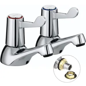 Bristan Lever Basin Taps with Ceramic Disc Valves Metal BackNut - Chrome Plated