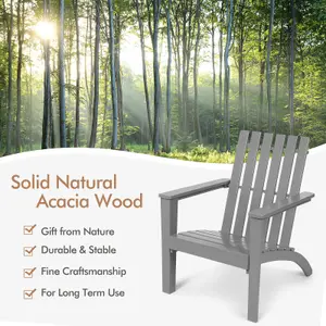 Costway Solid Acacia Wood Adirondack Chair Outdoor Patio Chair Lawn Chair