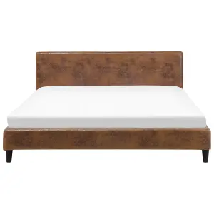 Faux Leather EU Super King Size Bed Brown FITOU