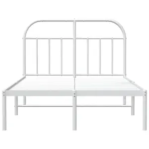 Berkfield Metal Bed Frame with Headboard White 135x190 cm