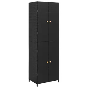 Berkfield Garden Storage Cabinet Black 59x40x180 cm Poly Rattan