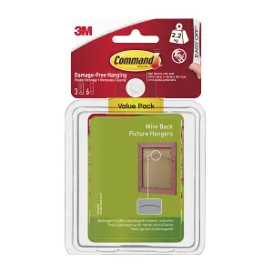 3M Command Wire-Backed White Picture hanging Canvas hanger (Holds)2.2kg, Pack of 3