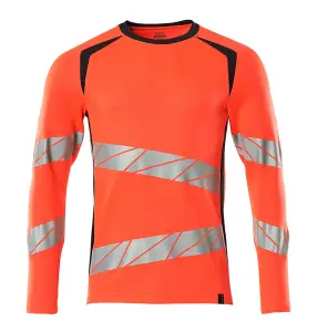 Mascot Accelerate Safe Modern Fit Long-Sleeved T-shirt (Hi-Vis Red/Dark Navy)  (Medium)