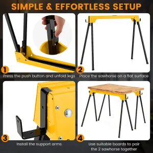 Costway 2 Pack Folding Sawhorses Lightweight & Portable Workbench Tool Stands w/ Handle No Assembly