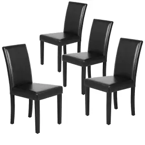 Yaheetech 4PCS Black Dining Chair High Back Padded with Rubber Wood Legs