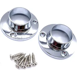 EAI - Hanging Wardobe Rail Kit - 25mm Tube - 1219mm Rail with 2x End Sockets & 1x Centre Brackets - Polished Chrome