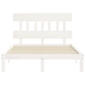 Berkfield Bed Frame without Mattress White Small Double Solid Wood Pine