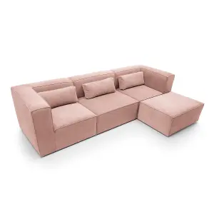 Doris Modular Corner Sofa in Pink Cord Chenille