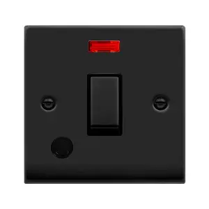 Matt Black 1 Gang 20A Ingot DP Switch With Flex With Neon - Black Trim - SE Home